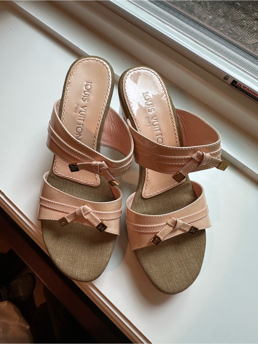 Louis Vuitton Pink Opalescent Block Heel Sandals - Picture 3 of 5